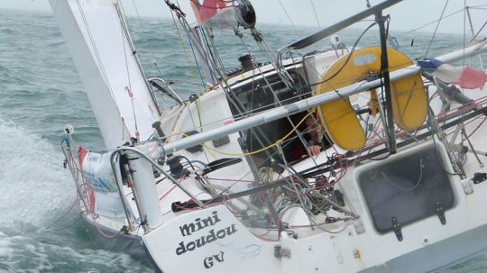 Agnes Menut au départ de la Mini-Transat