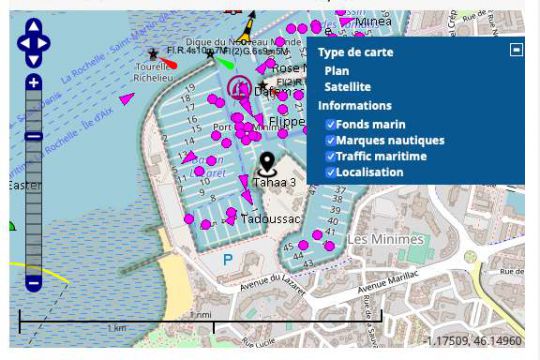Cartographie OpenSeaMap dans les fiches de port