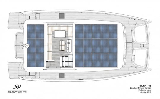 Un rouf recouvert de panneaux solaires.