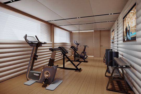 Une salle de sport vue sur la mer