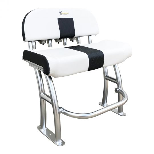 Leaning post série Pro by Fishmaster : complet avec dossier, en version tube alu anodisé naturel