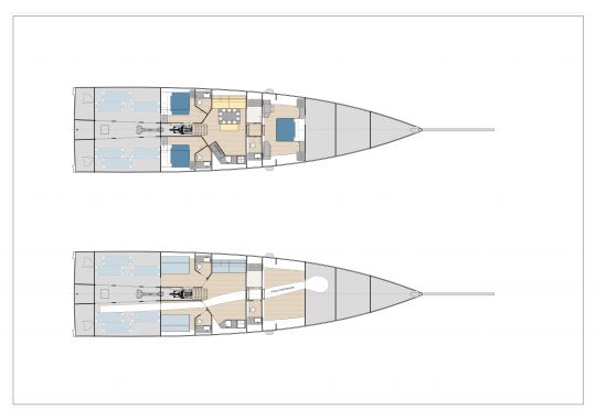 Deux version d'aménagement intérieur pour le ClubSwan 80