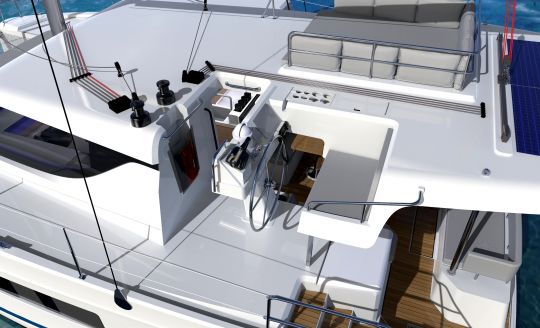 Le poste de barre de l'Aventura 37