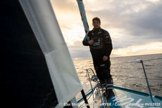 Nicolas Troussel à bord de Corum l'Epargne