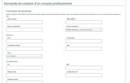 Les professionnels doivent créer leur compte sur le portail