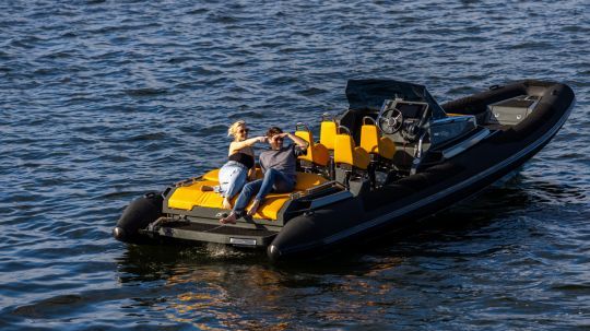 Cockpit pour la vitesse et bain de soleil pour le mouillage