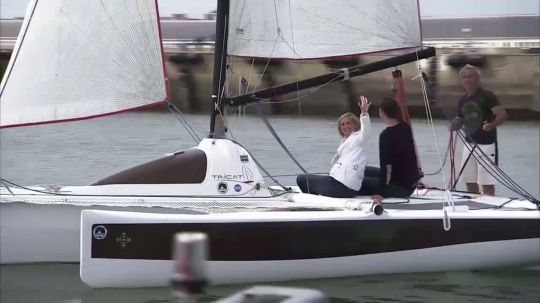 Le trimaran Gwalaz construit en 2013 en fibre de lin