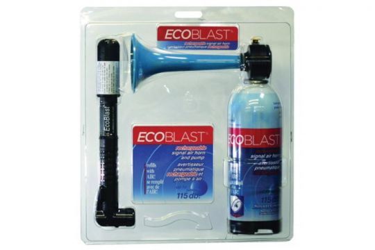 La corne de brume rechargeable est une bonne alternative au risque de perte d'efficacité avec le temps des bonbonnes de gaz en métal (Photo : D.R.)