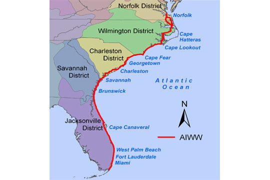 Parcours de l'ICW (Crédit : US Army Corps of Engineer)