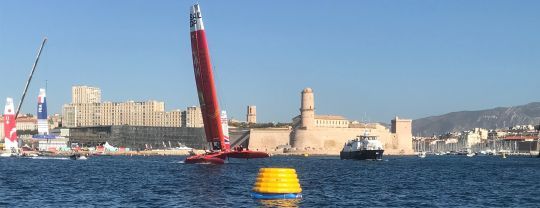 La MarkSetBot lors des SailGP 2019 Ã Marseille
