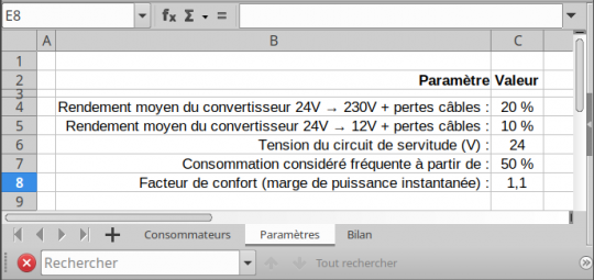 Ces paramètres permettent d'évaluer notre bilan en fonction du rendement de nos futurs appareils de production et du niveau de confort que nous souhaitons obtenir.