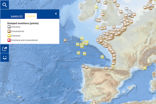 Une carte sur les munitions immergées