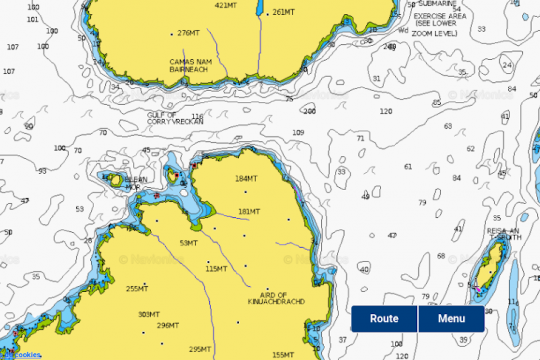 Carte du détroit de Corryvreckan