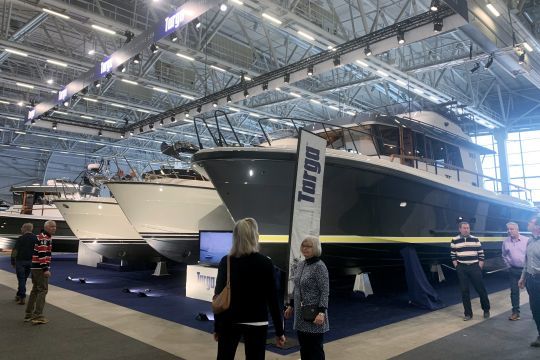 Le Targa 46, le plus grand bateau du salon qui mesure plus de 15 mètres de long