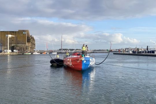 L'étrave de l'IMOCA Paprec Akea © Chloé Torterat