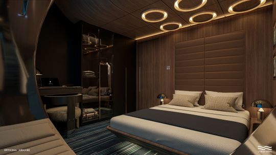 La cabine invités avec vue sous l'eau
