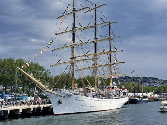 Le Dar Mlodziezy qui signifie "Don de la jeunesse" a été construit en 1981 dans les chantiers navals de Gdansk pour remplacer la frégate Dar Pormoza, navire-école de la marine polonaise.