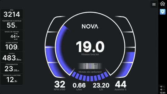 Toutes les informations du réseau NMEA 2000 s'affichent sur le Nova