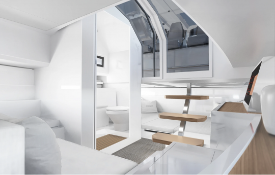 La cabine du D32 avec ses deux espaces nuit