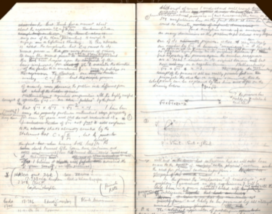Journal de bord de Crowhurst avec notes et calculs mathématique