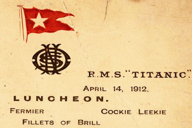 Menu dell'ultimo pranzo del Titanic, il giorno in cui � affondata