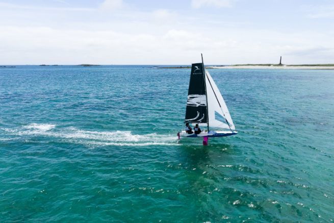 Il pesce uccello in pieno volo nell'arcipelago di Glnan