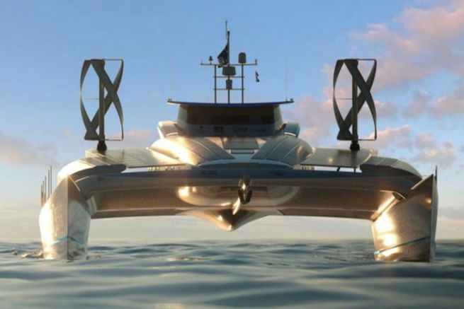 Osservatore dell'energia, la barca del futuro, ecologico e autonomo