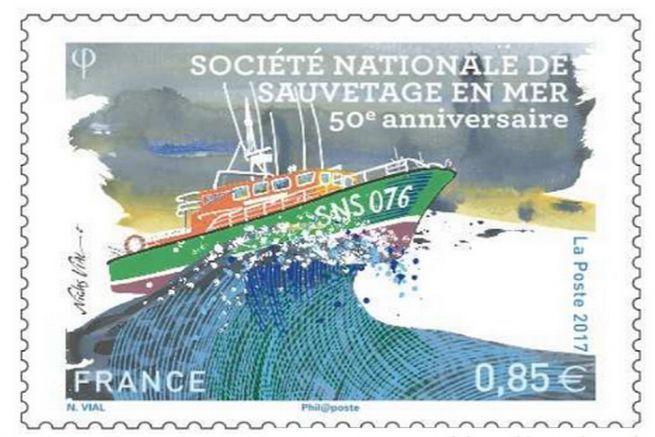 Il francobollo nei colori dell'SNSM
