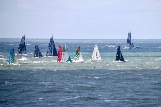 Partenza della gara d'altura durante la Transat Jacques Vabre