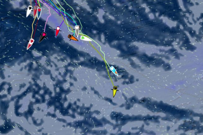 Un'iniziativa open-source per migliorare le mappe delle regate oceaniche Screenshot della cartografia di Volodia nel Vendée Globe
